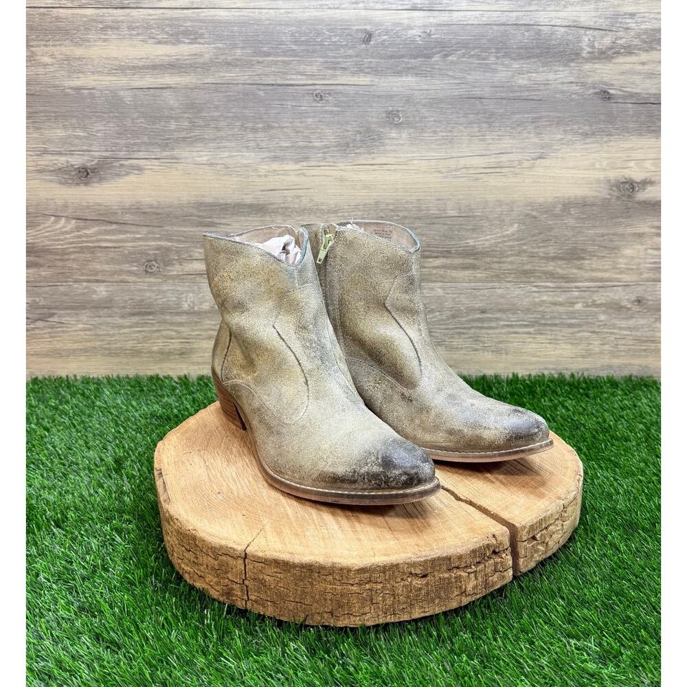 Diba True Women - Size 10 - Distressed Gray / Green Zipper Ankle Boots Plen Tee